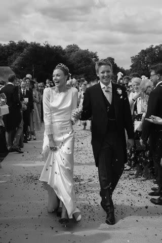 <p>The Duke and Duchess of Westminster/Benjamin Wheeler/PA Wire </p> The Duke and Duchess of Westminster at their wedding in Chester on June 7, 2024.