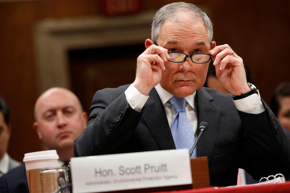 Environmental Protection Agency Administrator Scott Pruitt testifies before a Senate Appropriations Subcommittee on Capitol Hill in Washington, U.S., June 27. (Photo: Aaron Bernstein / Reuters)