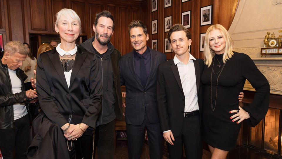 Alexandra Grant, Keanu Reeves, Rob, John and Sheryl Lowe attend WME’s pre-Oscar party at the Hearst Estate in Beverly Hills on March 8, 2024.