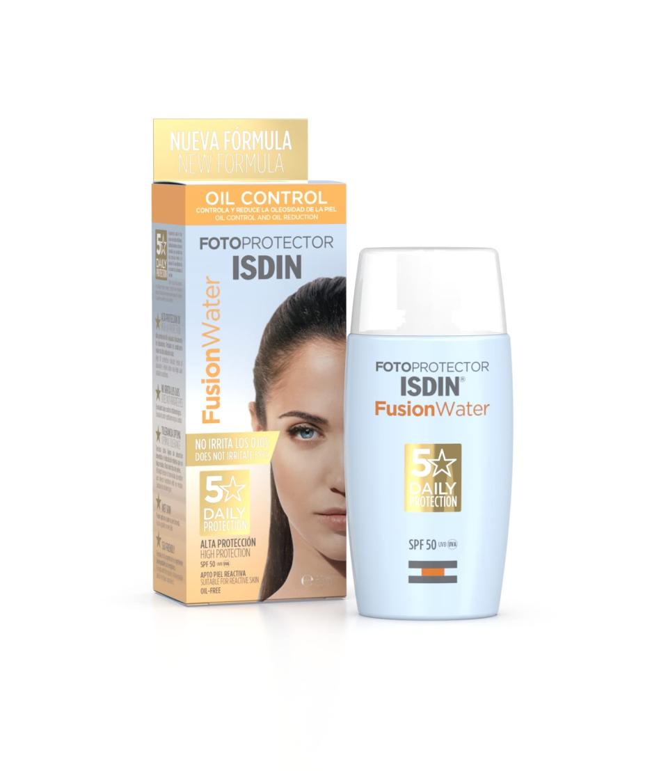 ISDIN Fotoprotector Fusion Water SPF 50, Protector Solar Facial de fase acuosa para uso diario, Textura ultra ligera