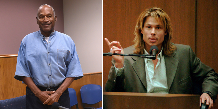 O.J. Simpson at his parole hearing Thursday and Kato Kaelin circa 1995. (AP)