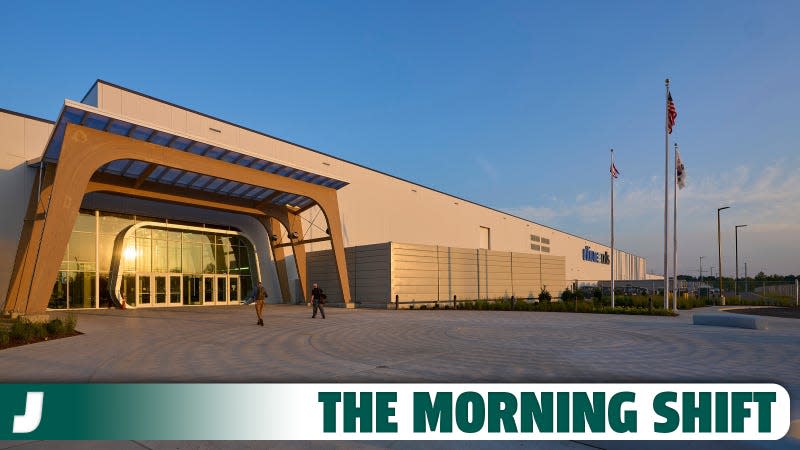 Image of the entrance of GM's Ultium Cells battery plant in Warren, Ohio.