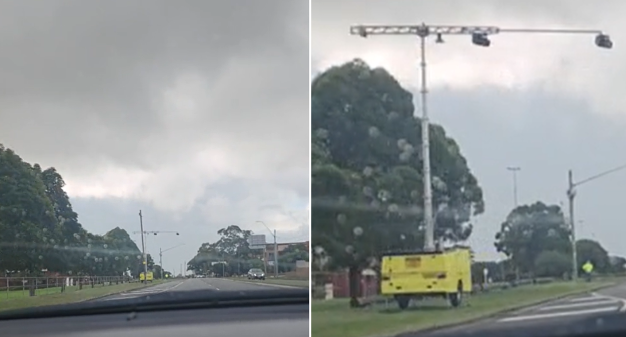 The camera on Punchbowl Road in Punchbowl (left) and a close up of the camera (right).