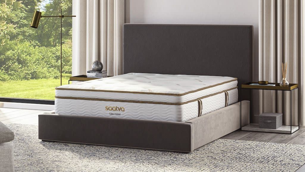 <p><a href="https://go.redirectingat.com?id=74968X1596630&url=https%3A%2F%2Fwww.saatva.com%2Fmattresses%2Fsaatva-latex-hybrid%3Fcoupon%3Dfrifvwdywrnmluog&sref=https%3A%2F%2F" rel="nofollow noopener" target="_blank" data-ylk="slk:Shop Now;elm:context_link;itc:0;sec:content-canvas" class="link rapid-noclick-resp">Shop Now</a></p><p>Latex Hybrid Mattress</p><p>$1756.00</p>