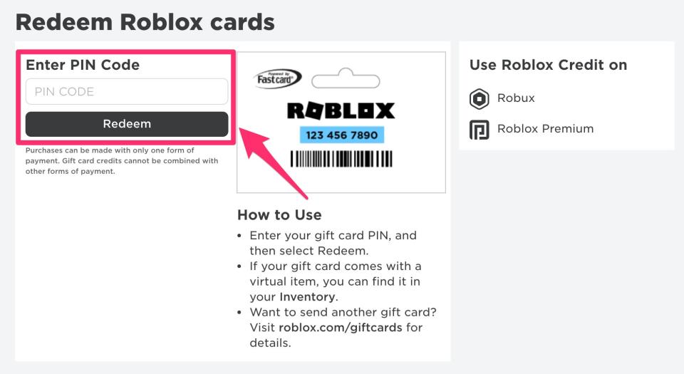 How to redeem Roblox gift card 1