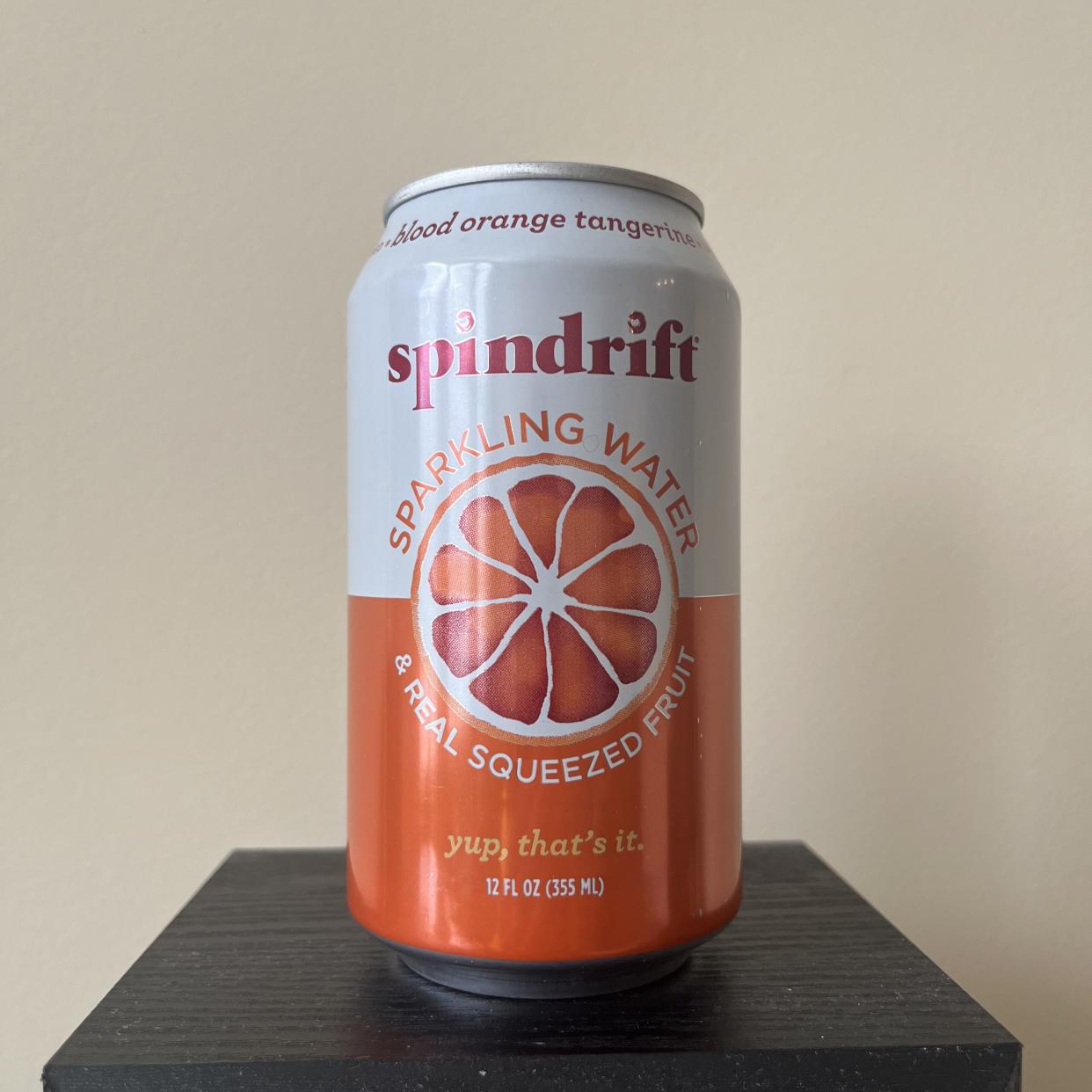 a can of spindrift blood orange tangerine