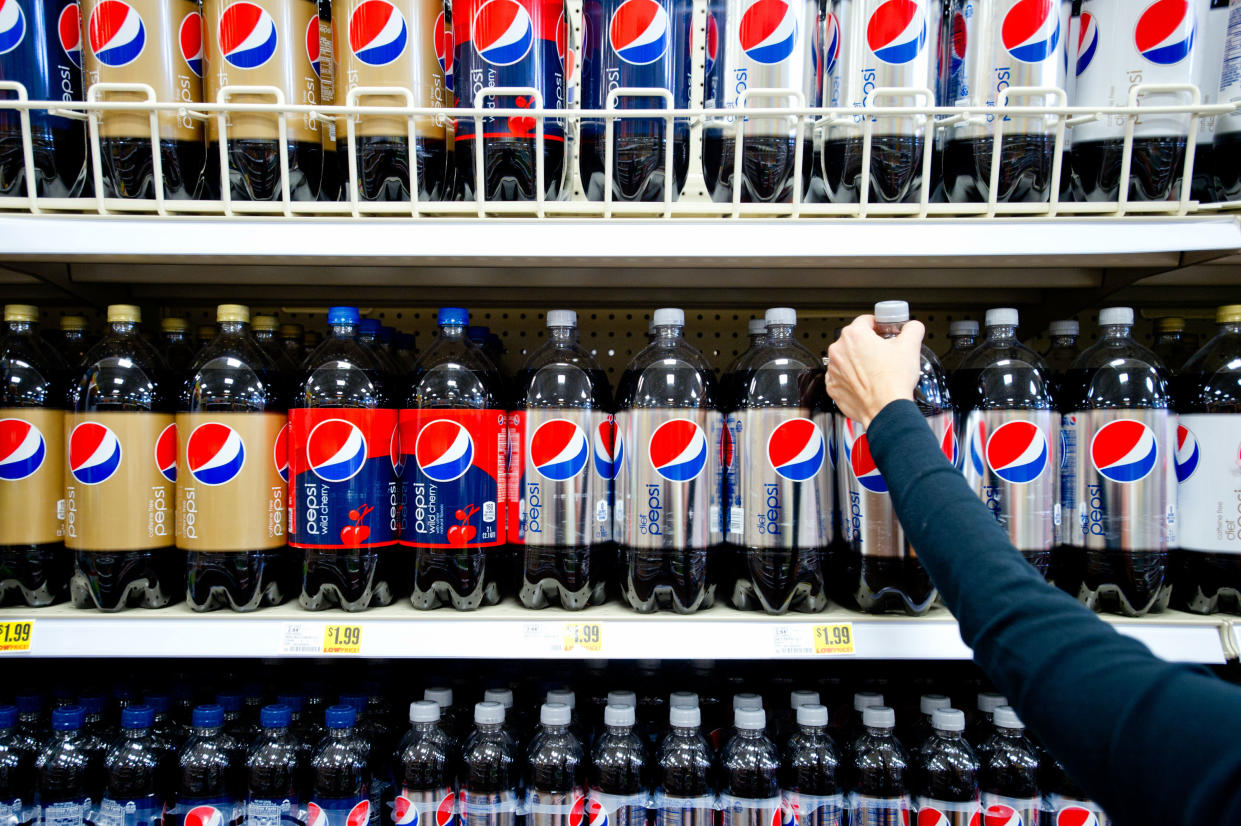 A grocery store owner in Alabama says he has removed Pepsi and Diet Pepsi from his shelves because of the NFL logo. Here bottles of Pepsi are displayed in a grocery store in Atlanta. (Photo: Chris Rank/Bloomberg, Getty Images)