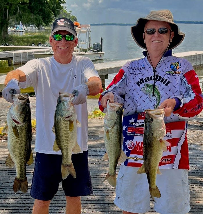 Angelo Flores and Dick Botting had 32.02 pounds to win the MacDill Bass Busters tournament May 14 -15 on the Harris Chain. 