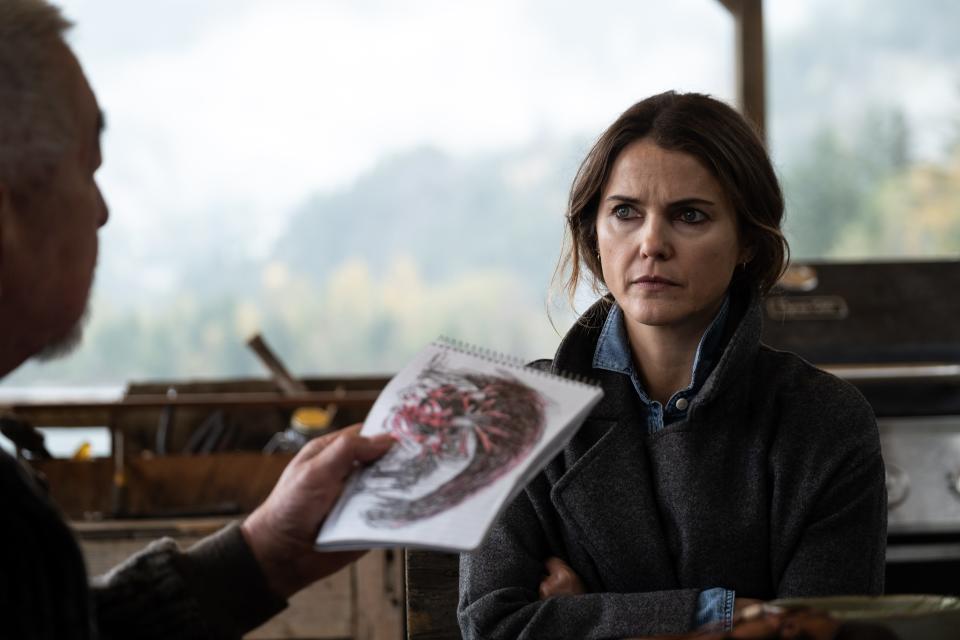 Keri Russell plays an Oregon middle school teacher looking into appearances by a dark ancestral beast in the thriller "Antlers."