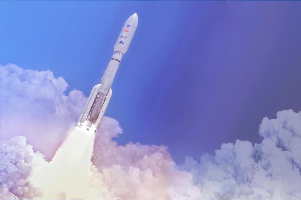 In this artist's concept, a two-stage United Launch Alliance (ULA) Atlas V launch vehicle speeds the Mars 2020 spacecraft toward the Red Planet: NASA/JPL-Caltech