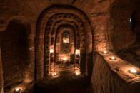 <p>The untouched caves in Shropshire, England, apparently date back 700 years, when they were used by the Knights Templar. (Photo: Michael Scott/Caters News) </p>