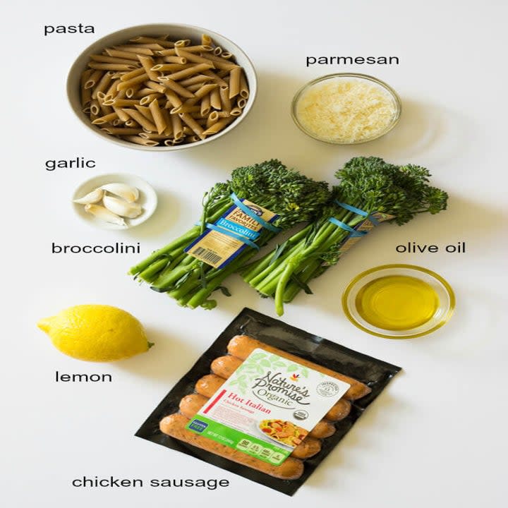Ingredients for pasta dish.