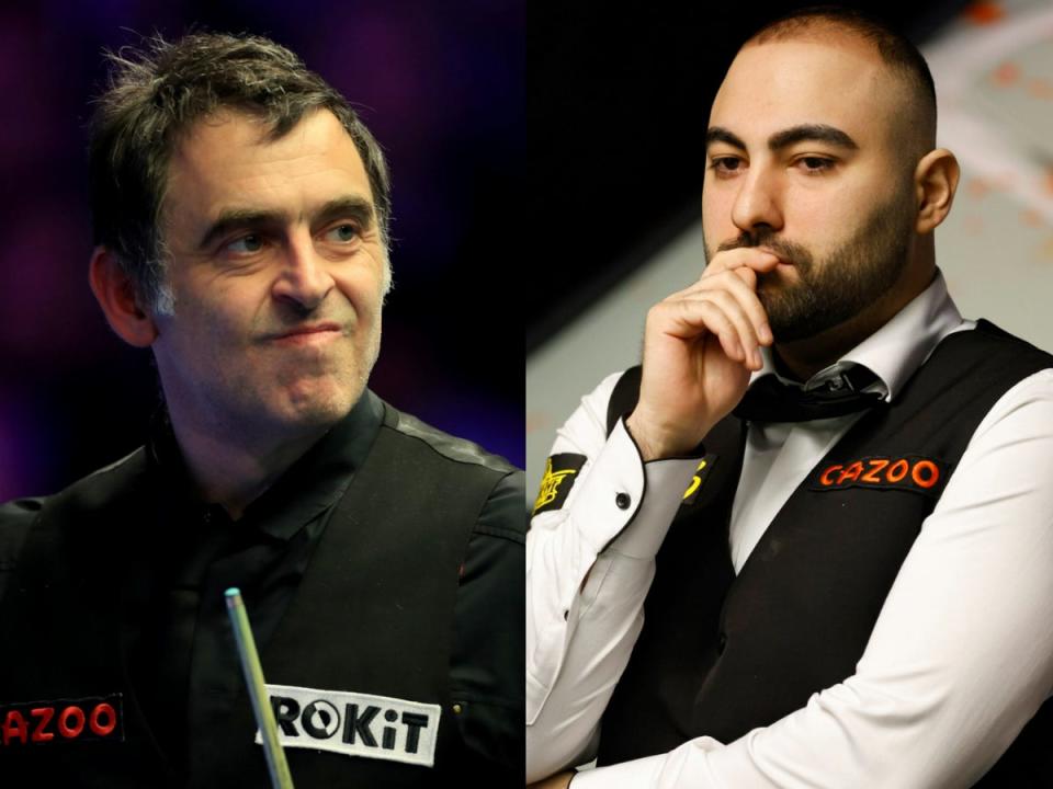 Ronnie O’Sullivan and Hossein Vafaei will go head to head in a mouthwatering second-round match-up at the World Snooker Championship (PA Wire)