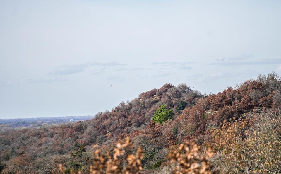 "It's just amazing that we are able to hand the mountain back to them," Heidi Herzog said of the sale of Sugarloaf Mountain, seen from the Herzogs' patio, to the Tonkawa.