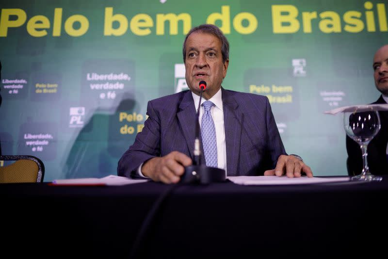 Brazil's Liberal Party President Valdemar Costa Neto attends a news conference in Brasilia