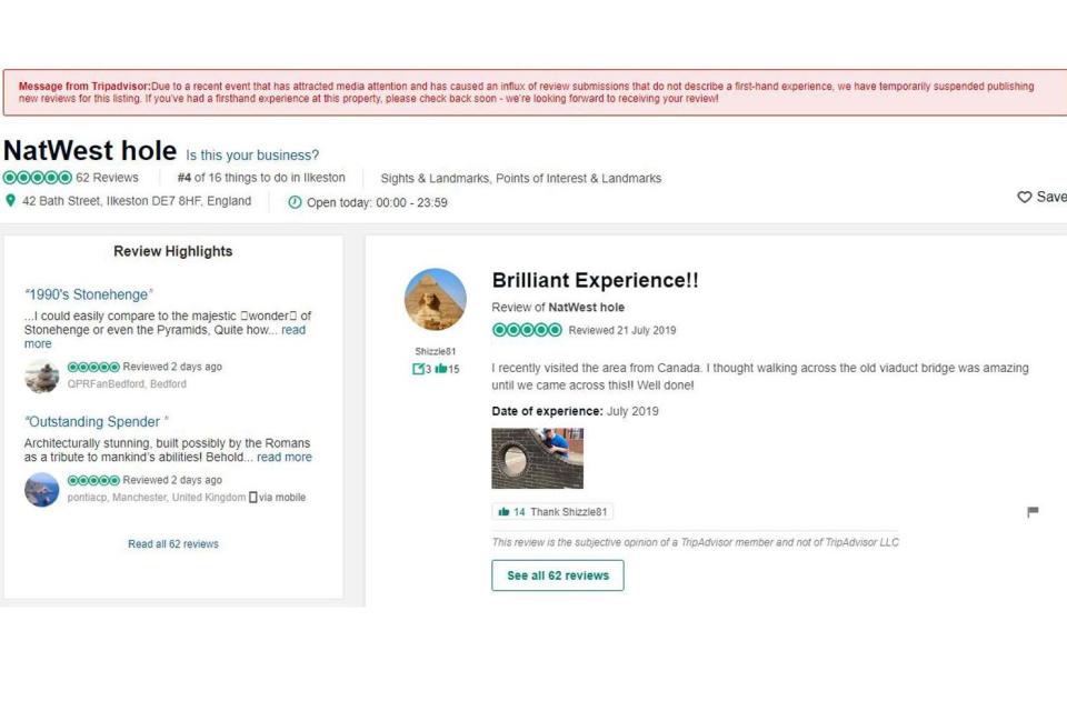TripAdvisor said the reviews 'do not describe a first-hand experience' (Tripadvisor)