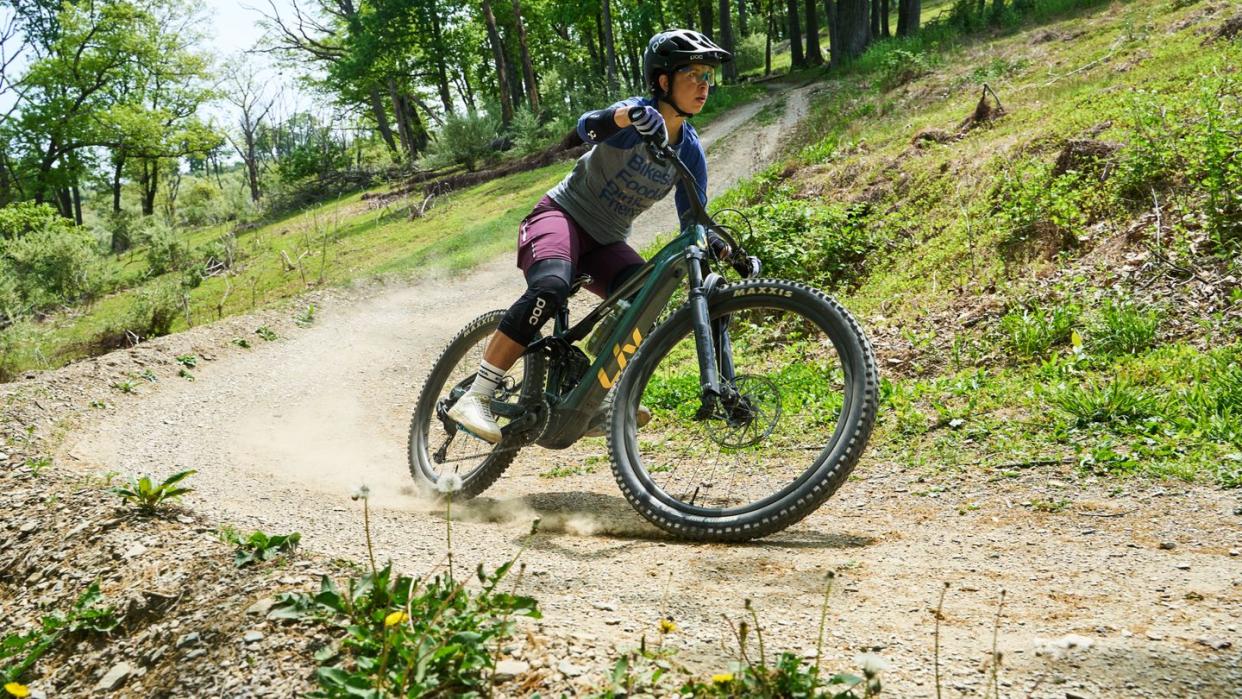 rosael torres riding a liv ebike in trexler game preserve