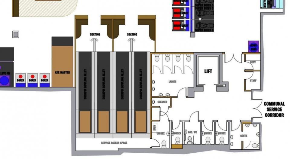 Reading Chronicle: The previous, approved plan for the eastern section of Urban Fun and Funbox Entertainment to take over units in Broad Street Mall, Reading town centre. Credit: DMU Designs