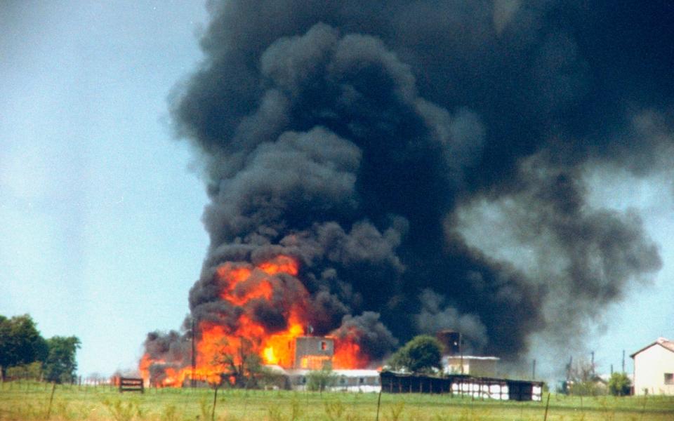 The fire at the compound was started by Davidians at around 11.30am and engulfed the site in less than an hour - Mark Perlstein/Getty Images