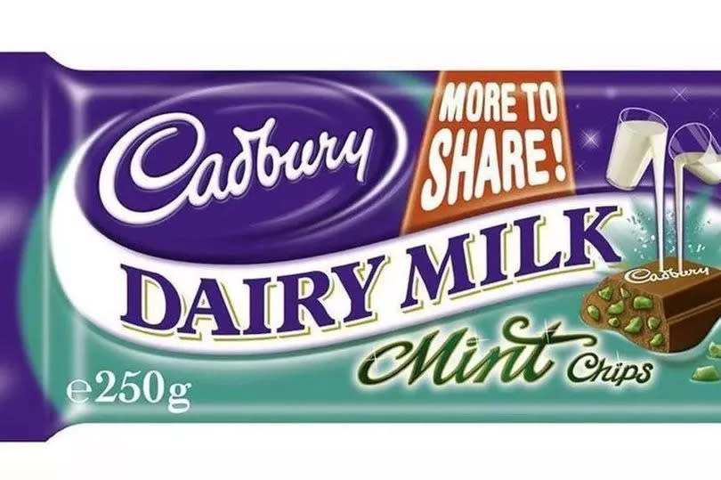 Cadbury Dairy Milk Mint Crisps.