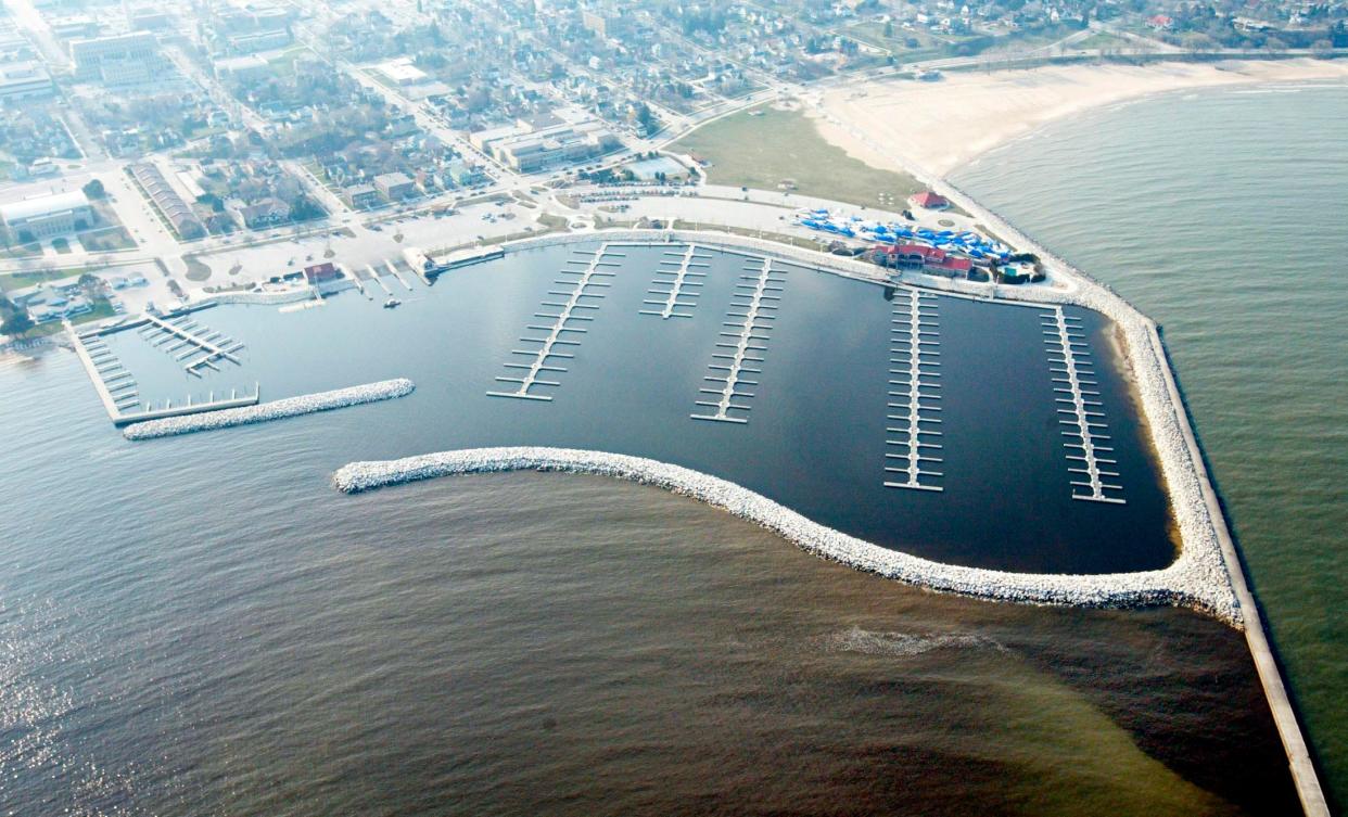 An aerial view of the Sheboygan Marina as seen April 4, 2004, in Sheboygan.