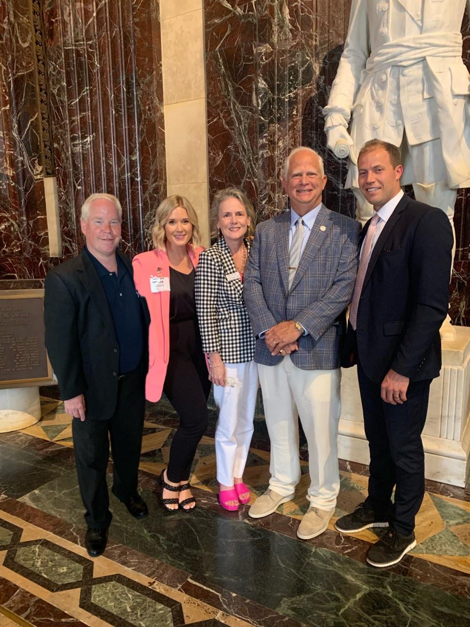 The Louisiana Coalition for Adoption Reform team worked for two years with Rep. Charles Owen to get HB450 in the right posture to become law. From left, Kenny Tucker, Tyler Koch, Elise Lewis, Rep. Charles Owen and Cary Koch.