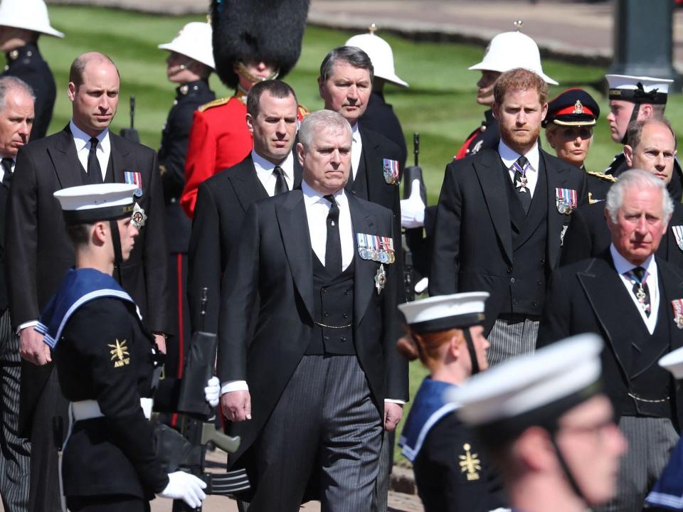 prince harry prince andrew at prince philip funeral 