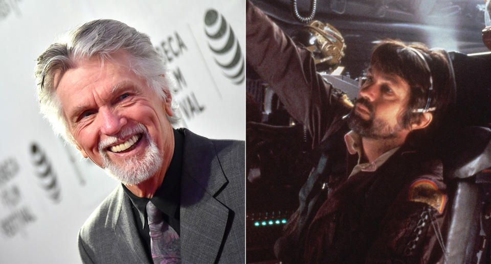 Tom Skerritt pictured in 2016 (r) and in Ridley Scott’s sci-fi masterpiece Alien, which returns to U.K. cinemas on 1 March (Getty/20th Century Fox/Park Circus)
