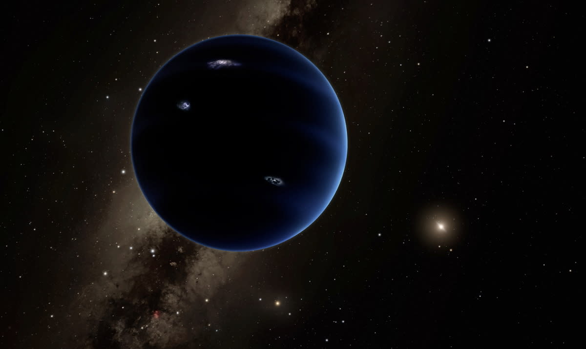  Artist's illustration of Planet Nine, a hypothetical world that some scientists think lurks undiscovered in the far outer solar system. 