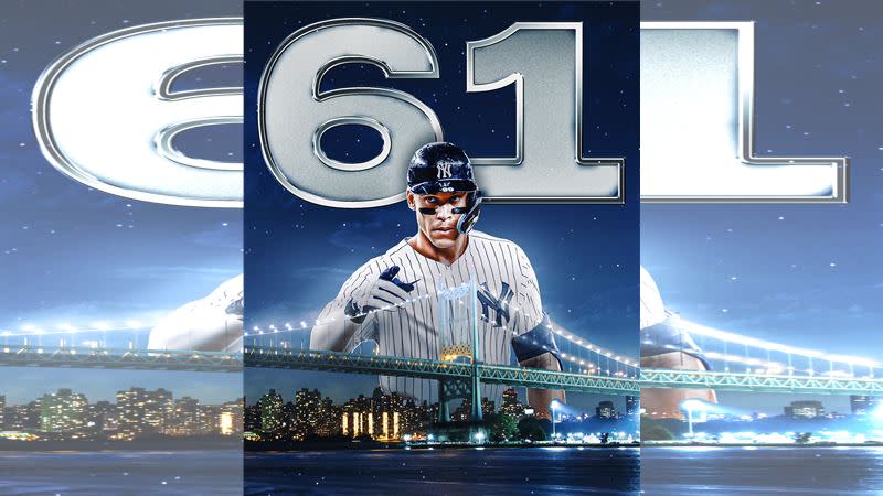 賈吉（Aaron Judge）敲出平紀錄61轟。（圖／翻攝自MLB推特）