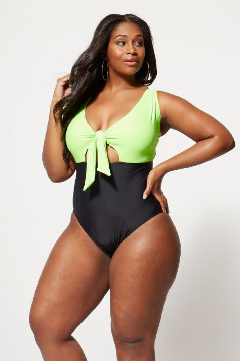 Evana Color block One Piece Swimsuit (Photo: Fashion to Figure)