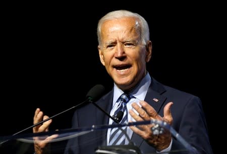 Democratic U.S. Presidential candidate Joe Biden addresses the audience during the Presidential candidate forum at the annual convention of the National Association of the Advancement of Colored People (NAACP) in Detroit,