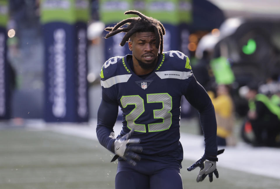 Seattle defensive backs Neiko Thorpe, above, and Mike Tyson were accosted by an anonymous, shouting woman on Sunday. (AP)