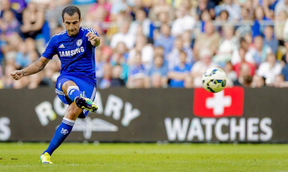 Chelsea’s Cesc Fàbregas scores during a friendly against Vitesse Arnhem in 2014 