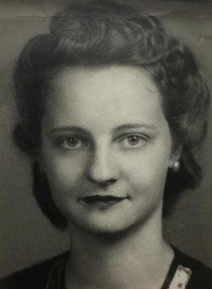 Melba Owens, age 20, while working as Rosie the Riveter at Rohr Aircraft in Chula Vista, California, during World War II.