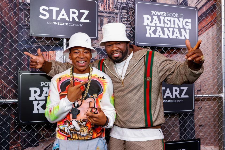A picture of Mekai Curtis and 50 Cent at the "Power Book III: Raising Kanan" premiere.