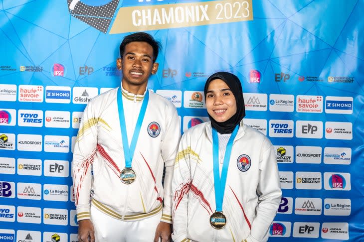 <span>Rajiah Sallsabillah and Rahmad Adi Mulyono took gold for Indonesia.</span> (Photo: Jan Virt/IFSC)