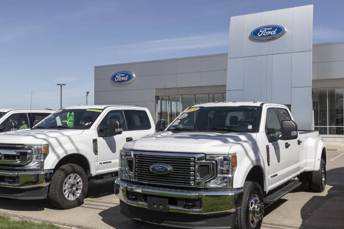 trucks outside of a dealership