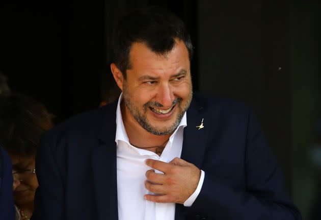 Leader of Italy's right-wing League party Matteo Salvini reacts as he leaves after a hearing in the trial against him on charges of kidnapping over his decision to prevent more than 100 migrants from landing in the country in 2019, in Palermo, Italy, October 23, 2021. REUTERS/Antonio Parrinello (Photo: ANTONIO PARRINELLO via REUTERS)