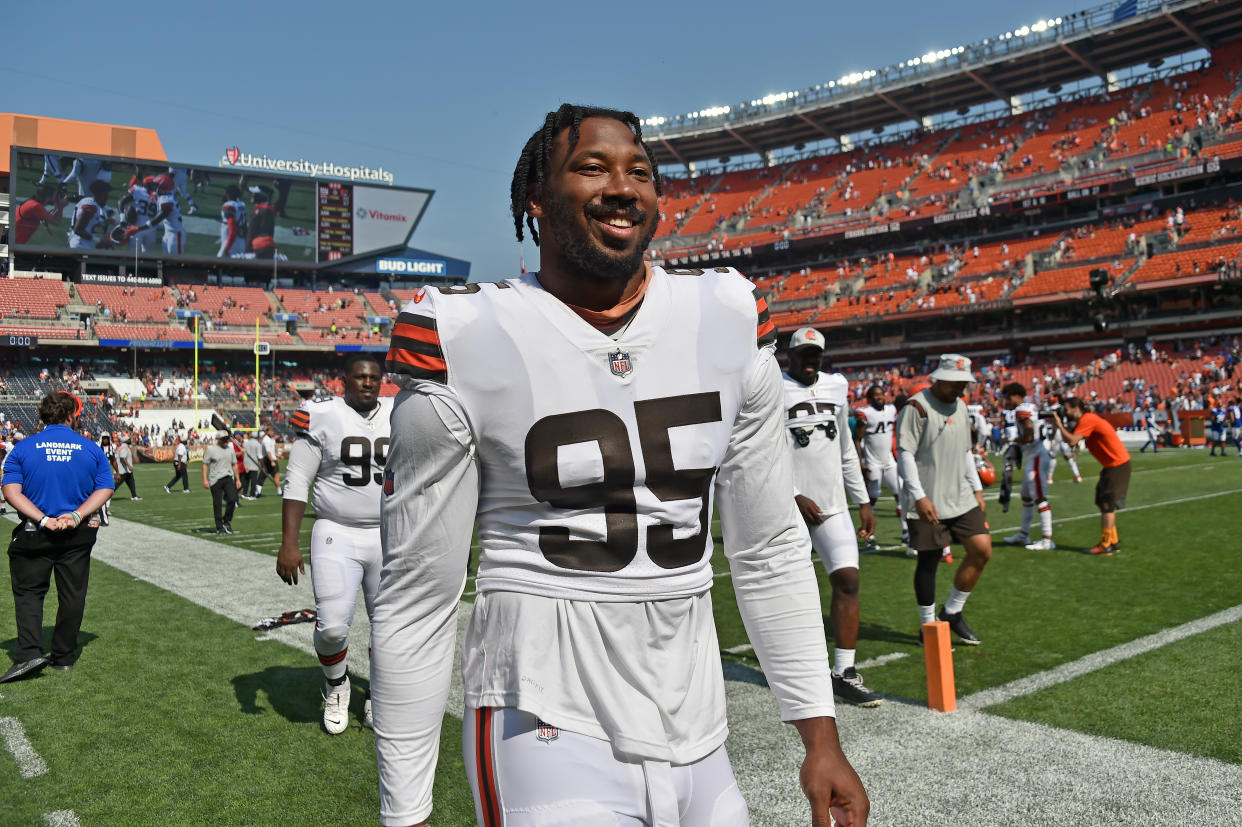 Myles Garrett is ready to show the NFL that he can be the LeBron James of defense. (Photo by Jason Miller/Getty Images)