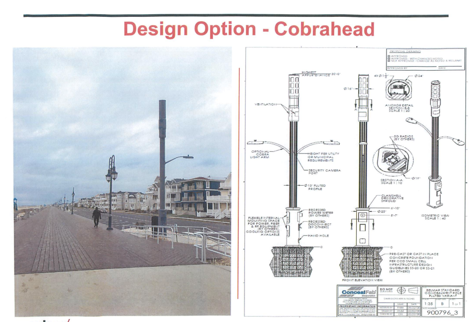 Verizon's proposed 5G cell poles on the east side of Ocean Avenue, Belmar.