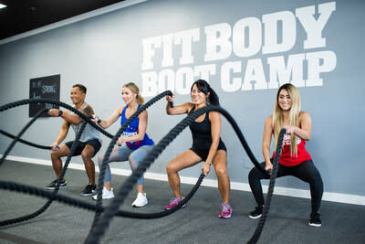 Fit Body Boot Camp 30-minute Afterburn workouts combine High-Intensity Interval Training (HIIT) with Active Rest Training to produce fun workouts that burn twice the calories in half the time and keep your metabolism running at a higher rate for up to 36 hours post-workout.