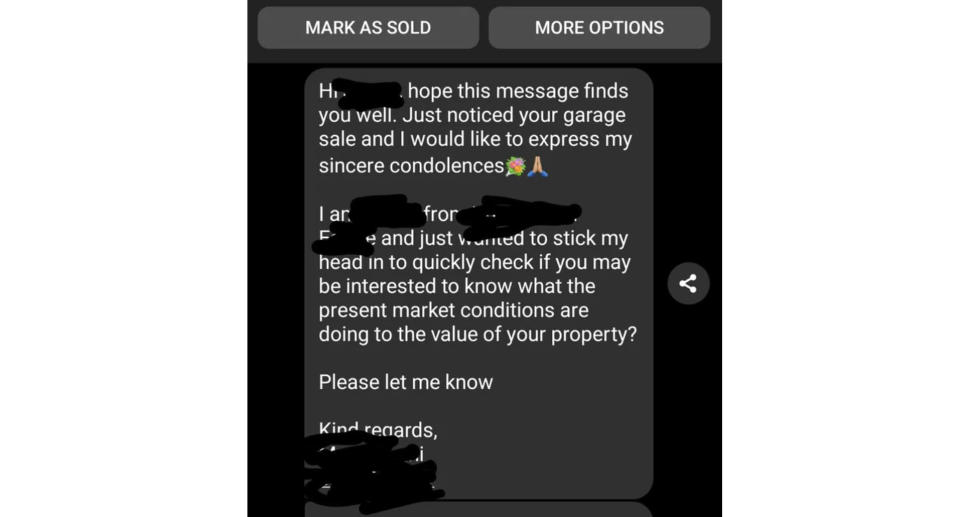 The message from the real estate agent.