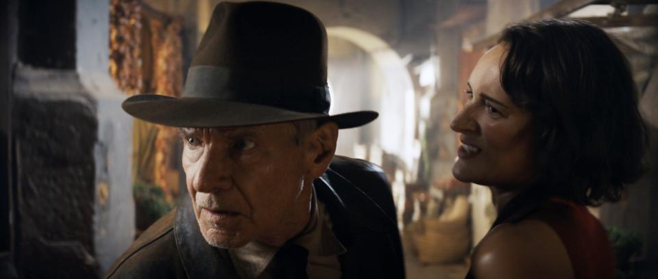 INDIANA JONES AND THE DIAL OF DESTINY, (aka INDIANA JONES 5), from left: Harrison Ford, Phoebe Waller-Bridge, 2023. &#xa9; Walt Disney Studios Motion Pictures / Courtesy Everett Collection