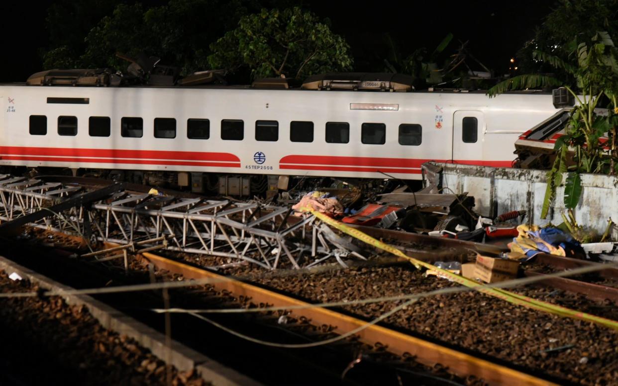 A train derailed and flipped in Yilan, Taiwan - REUTERS