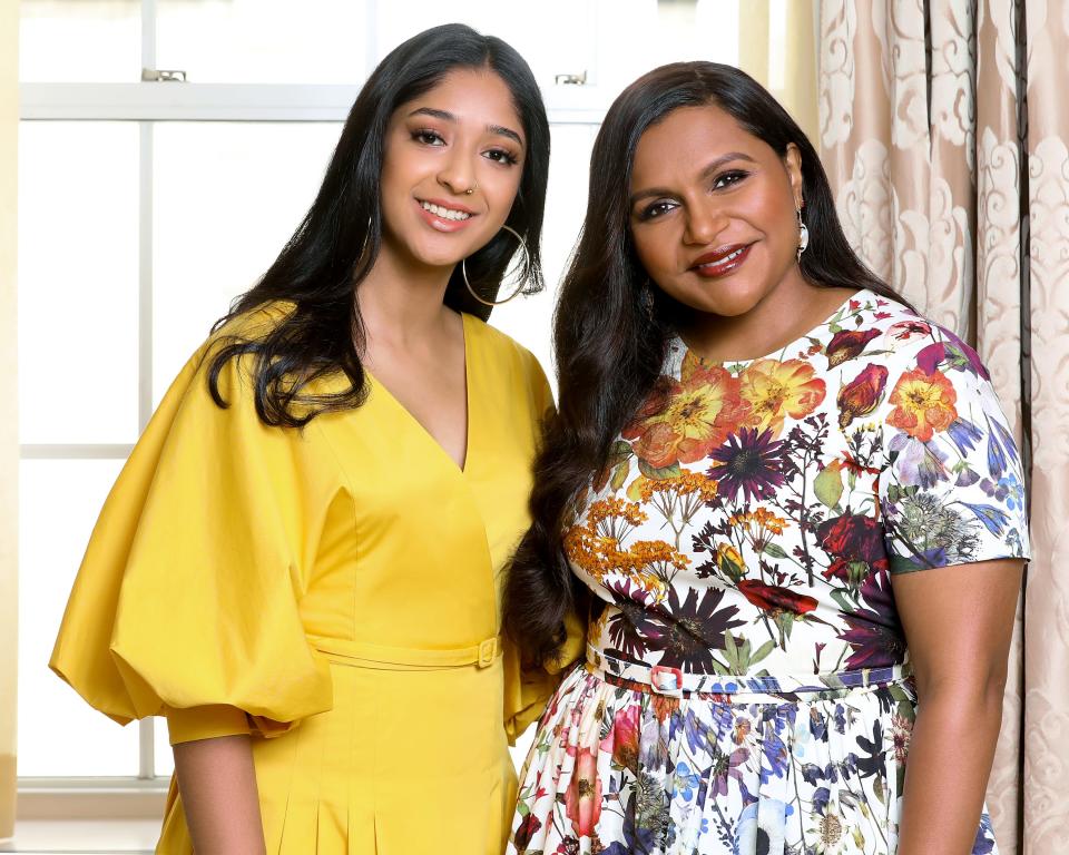 "Never Have I Ever" star Maitreyi Ramakrishnan, left, and co-creator Mindy Kaling pose for a portrait in New York last week.