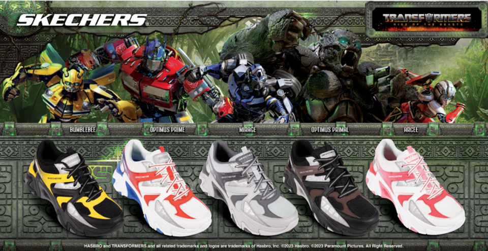 Skechers X Transformers in 5 different colourways