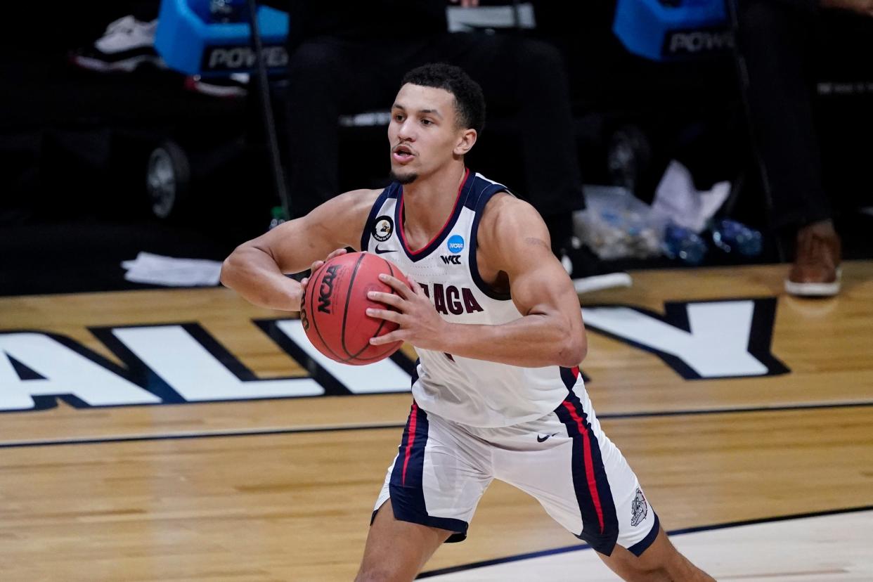 Gonzaga guard Jalen Suggs, pictured during a game on March 30, 2021, is expected to be one of the top five picks in this year's NBA Draft.