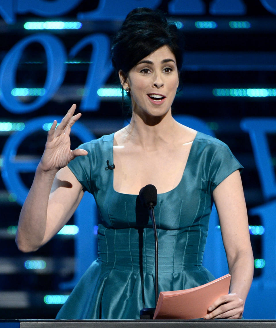 CULVER CITY, CA - AUGUST 25:  Comedienne Sarah Silverman speaks onstage during The Comedy Central Roast of James Franco at Culver Studios on August 25, 2013 in Culver City, California. The Comedy Central Roast Of James Franco will air on September 2 at 10:00 p.m. ET/PT.  (Photo by Kevin Winter/Getty Images for Comedy Central)