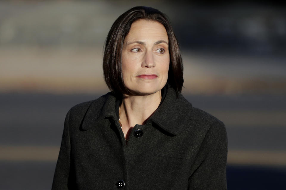 Former White House national security aide Fiona Hill arrives to testify before the House Intelligence Committee on Capitol Hill in Washington, Nov. 21, 2019, during a public impeachment hearing of President Donald Trump's efforts to tie U.S. aid for Ukraine to investigations of his political opponents. (Photo: Julio Cortez/AP)